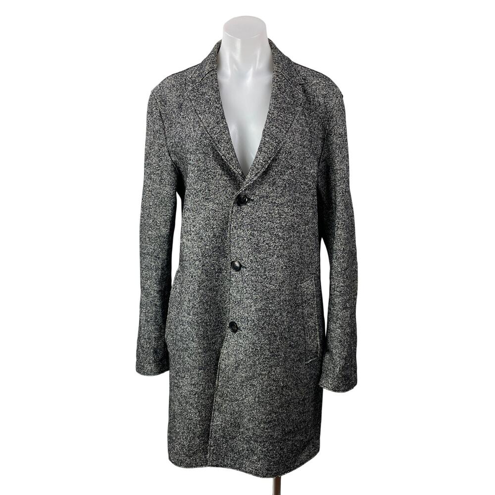 Reiss Women's Dark Gray Wool Long Sleeve Notch Lapel Trench Coat Jacket Size M